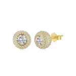 Golden Radiance Halo Stud Earrings
