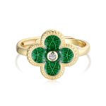 Lucky Clover Diamond Enamel Ring