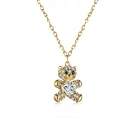 Golden Gleam Teddy Bear Pendant Necklace